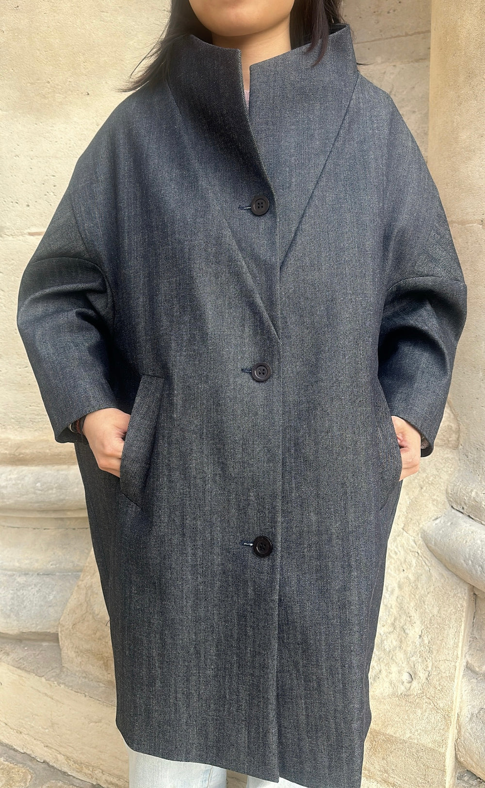DENIM COCOON COAT