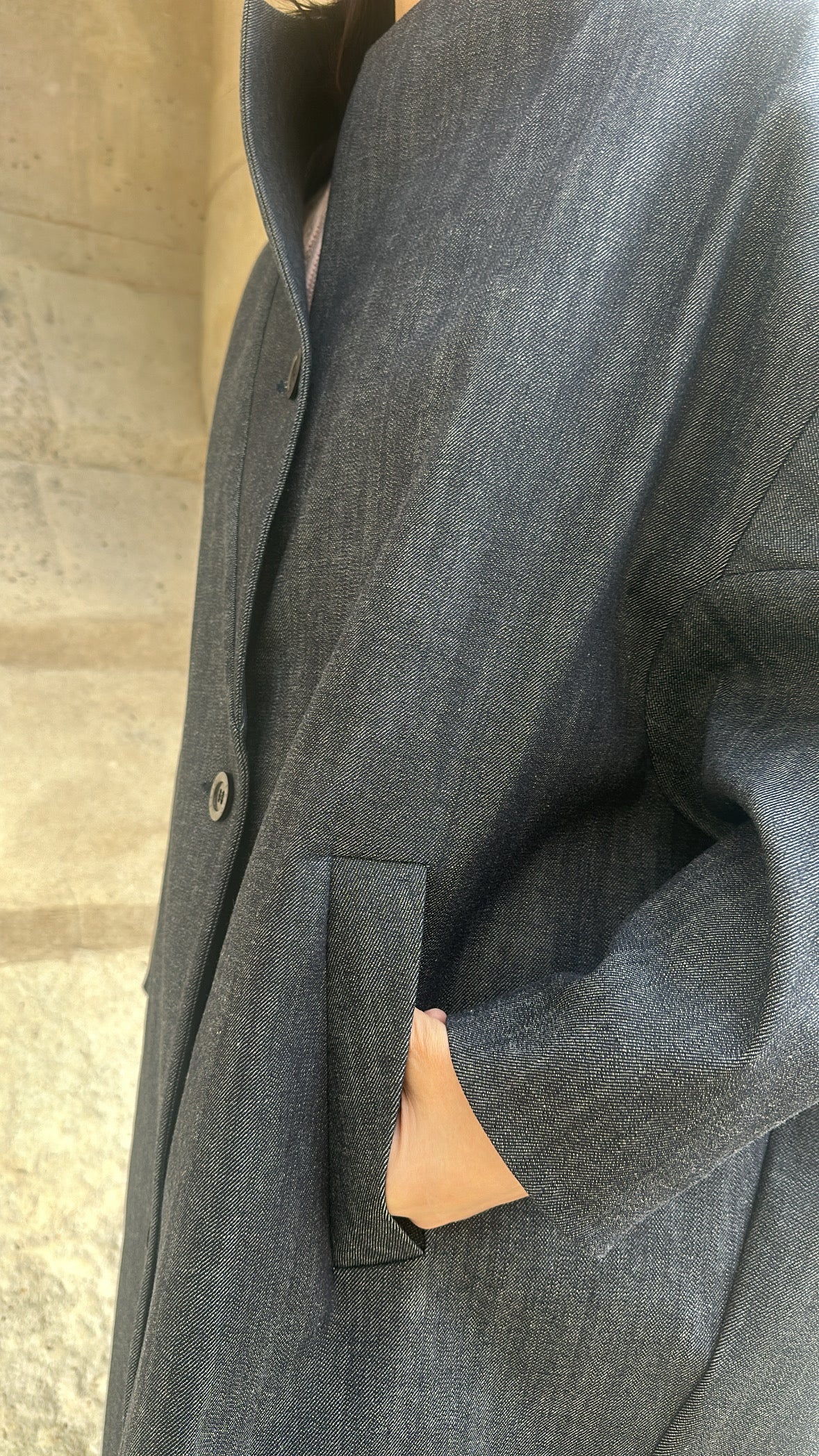 Japanese denim cocoon coat