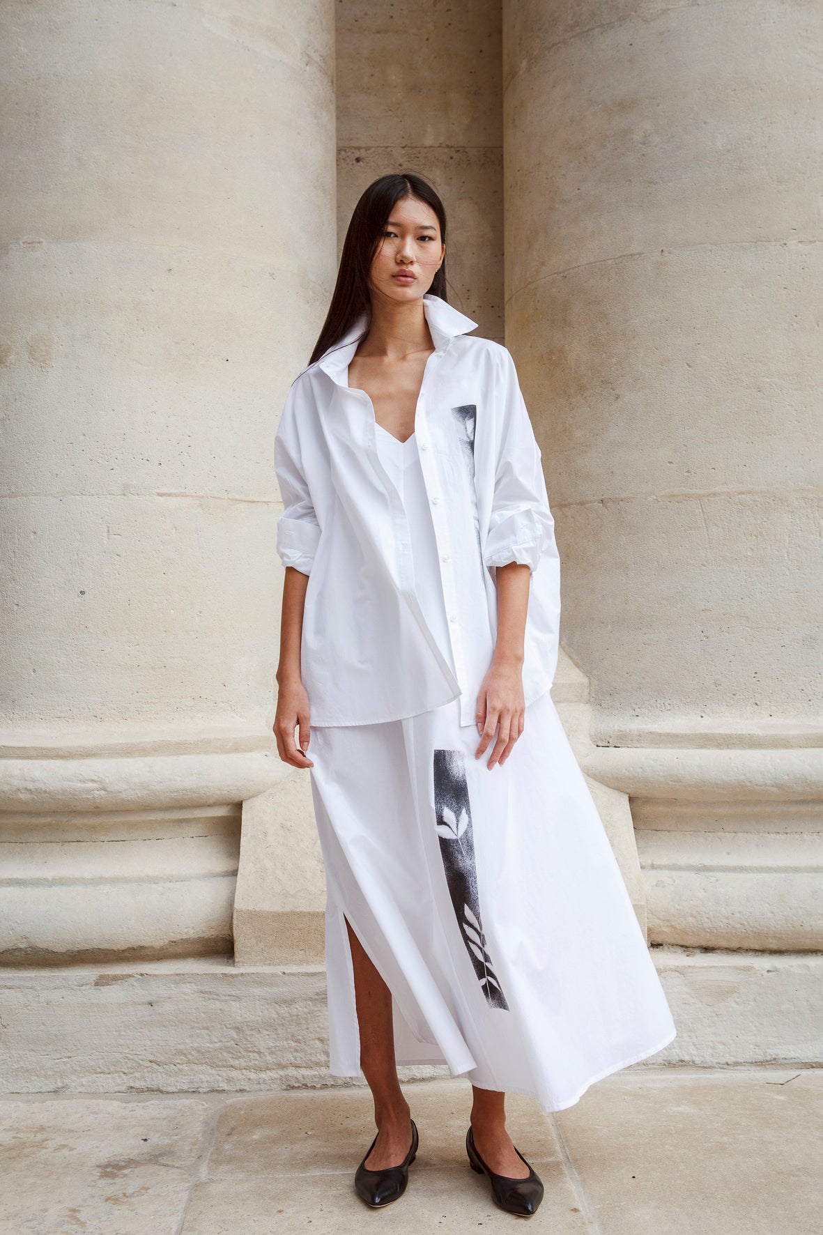 Pure strap dress, artisanal print