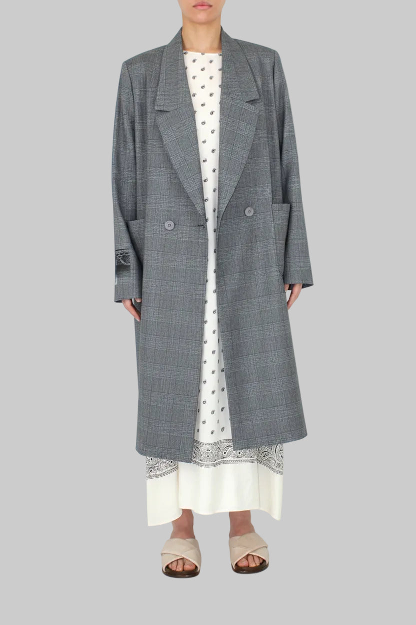LONG CHECK COAT PAINT DETAIL