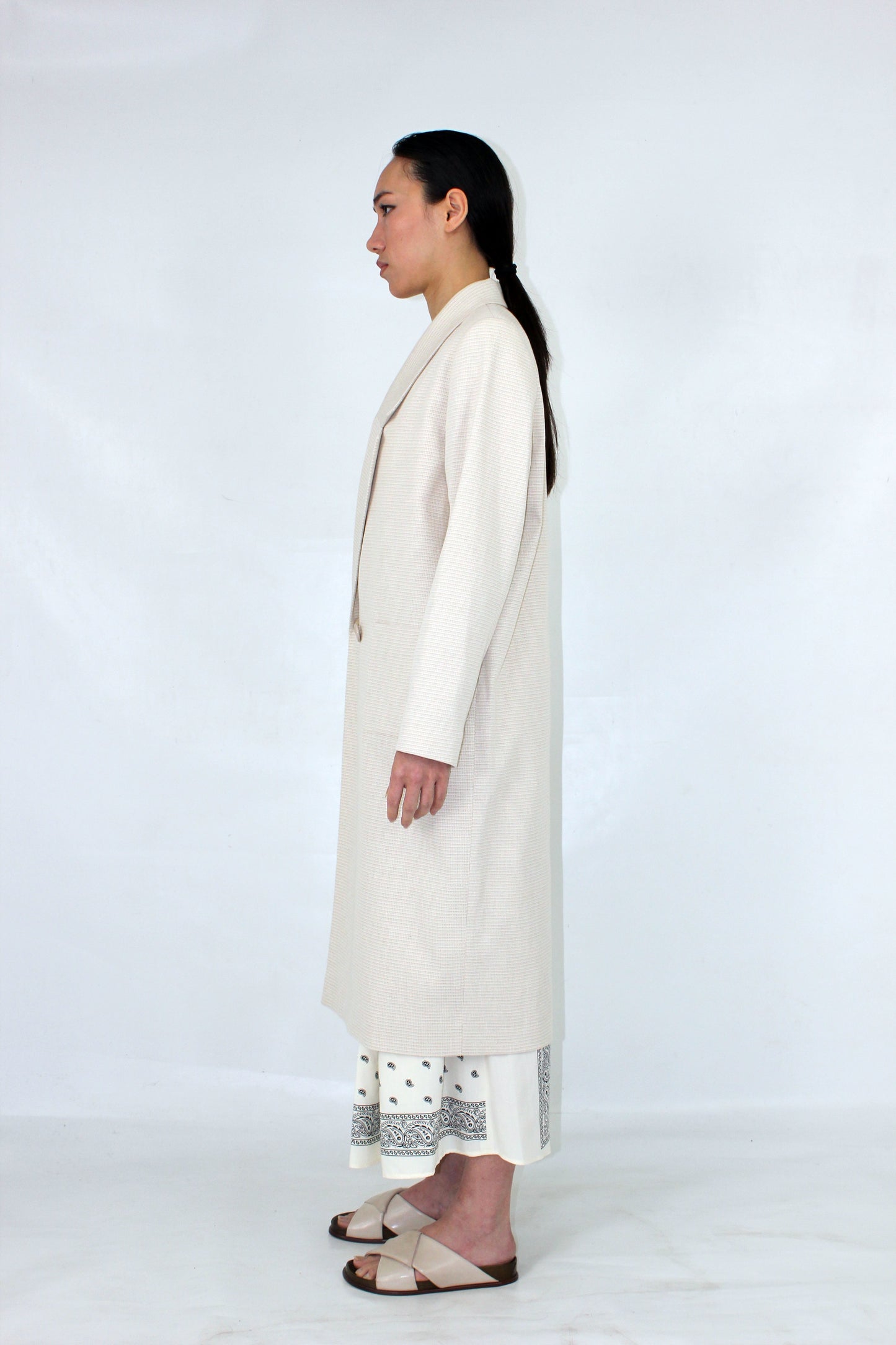 LONG JACQUARD TAILORED COAT
