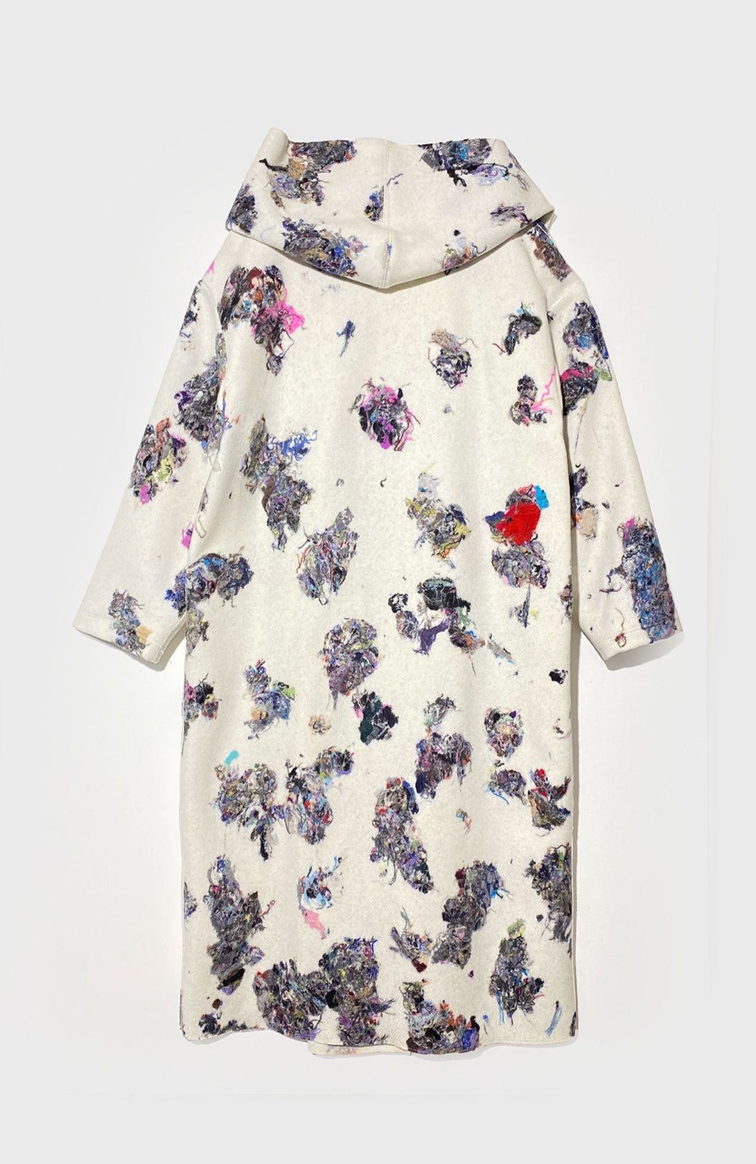 MANTEAU GILET long avec capuche en laine feutrée recyclée