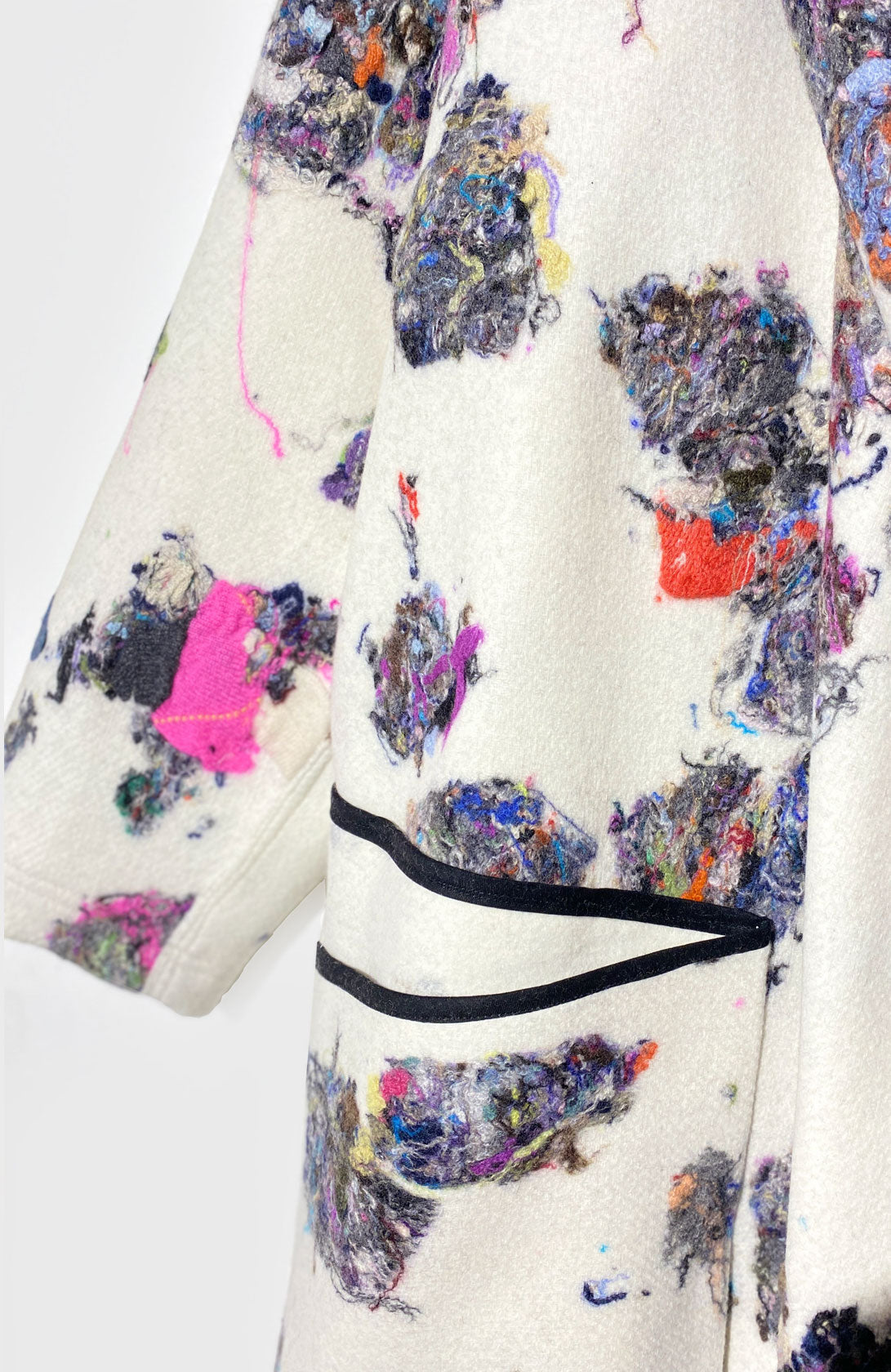 MANTEAU GILET long avec capuche en laine feutrée recyclée