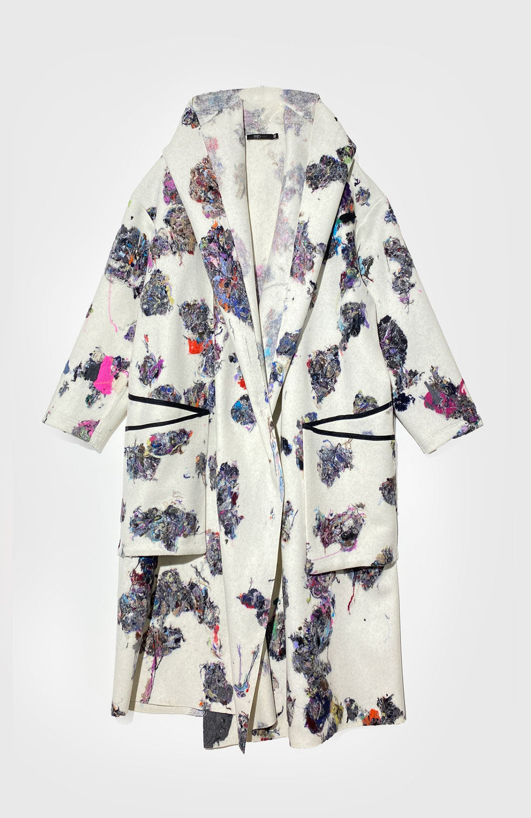 MANTEAU GILET long avec capuche en laine feutrée recyclée